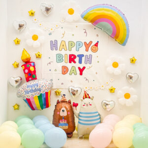 【新品上架】彩虹童趣熊熊生日氣球套餐