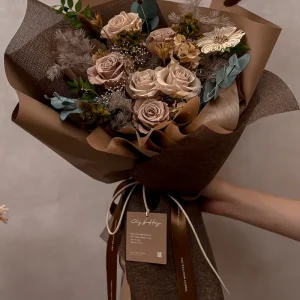 慕斯摩卡・六朵永生玫瑰花束