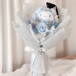 韓式大耳狗畢業永生花束（附提袋）